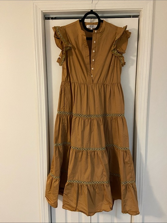 CROSBY by Mollie Burch Dresses & Skirts - CROSBY by Mollie Burch Brown Tiered Ruffle Midi Dress